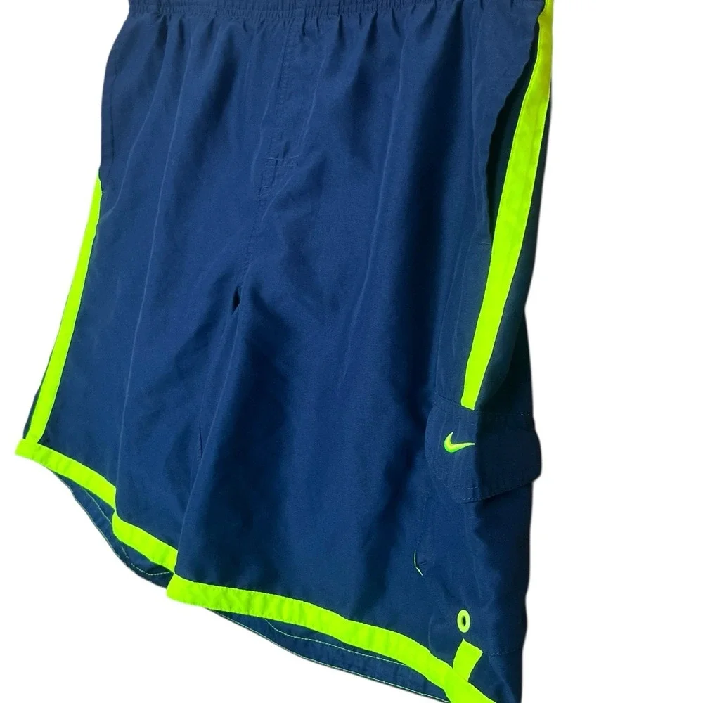 Nike Swim Trunks Shorts Mens Large Blue Lined Polyester Beach Pool Vacation